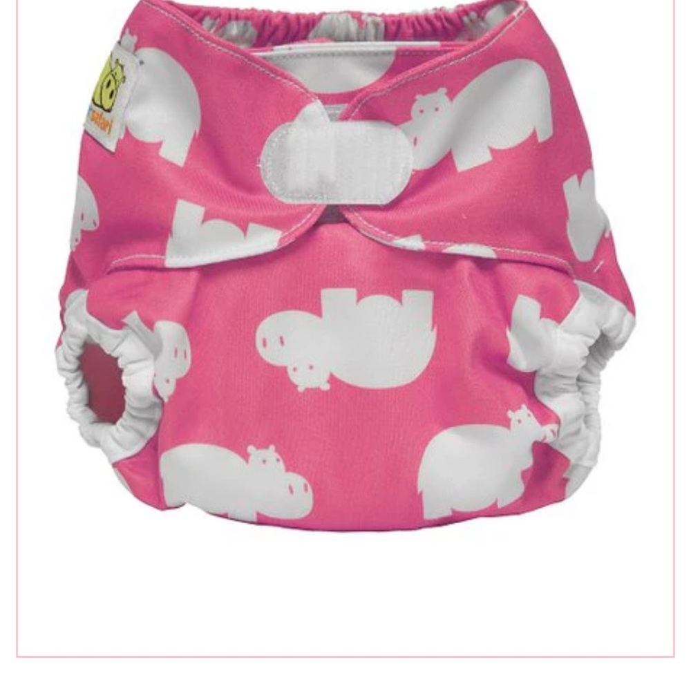 6/$10-Charming Pink Hippo Diaper Cover